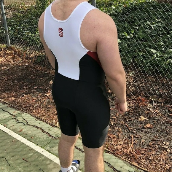 Nike Swim Stanford Men Track Field Singlet Compression Tight Team